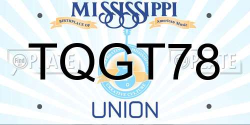 TQGT78 Mississippi License Plate