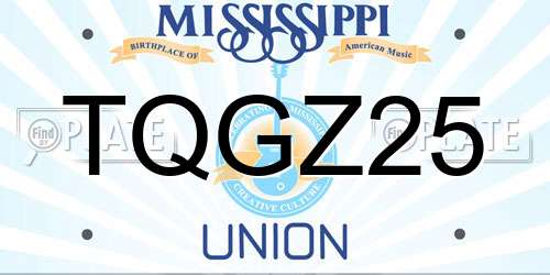 TQGZ25 Mississippi License Plate