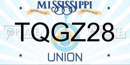 TQGZ28 Mississippi License Plate