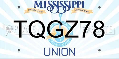 TQGZ78 Mississippi License Plate