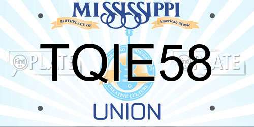 TQIE58 Mississippi License Plate