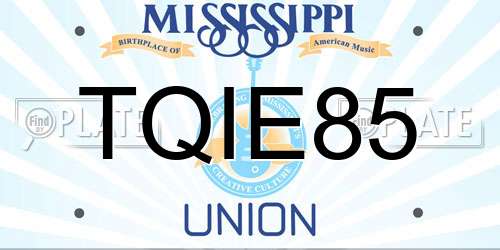 TQIE85 Mississippi License Plate