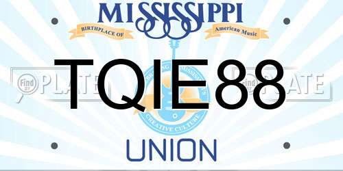 TQIE88 Mississippi License Plate