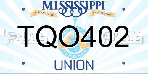 TQO402 Mississippi License Plate