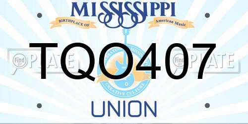 TQO407 Mississippi License Plate