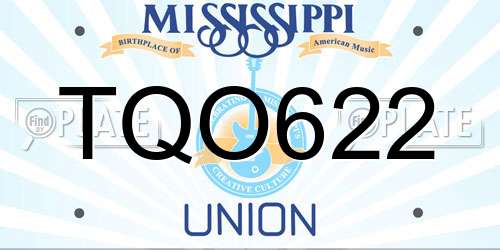 TQO622 Mississippi License Plate