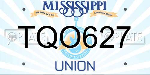 TQO627 Mississippi License Plate