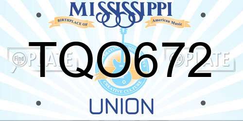 TQO672 Mississippi License Plate