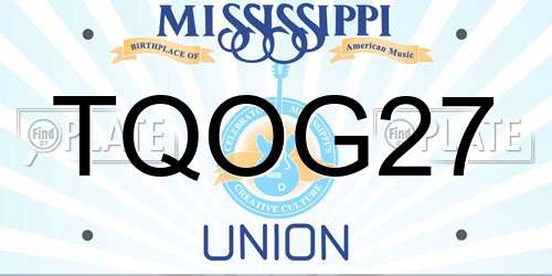 TQOG27 Mississippi License Plate