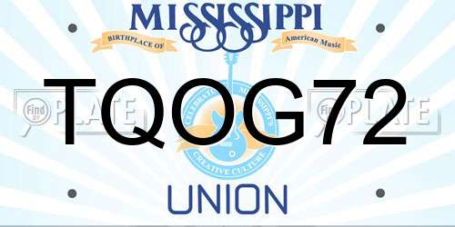 TQOG72 Mississippi License Plate