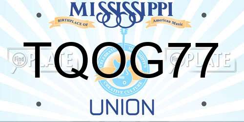 TQOG77 Mississippi License Plate