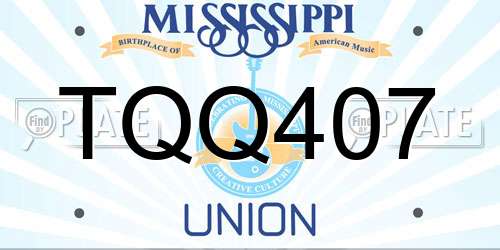 TQQ407 Mississippi License Plate