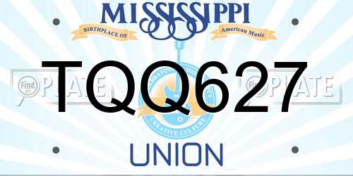 TQQ627 Mississippi License Plate