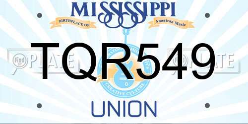 TQR549 Mississippi License Plate