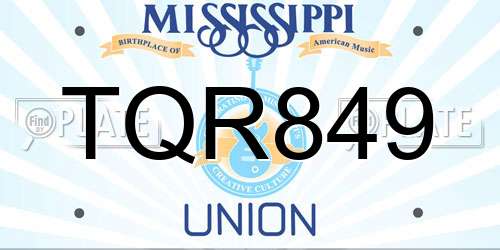TQR849 Mississippi License Plate