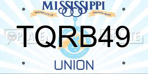 TQRB49 Mississippi License Plate
