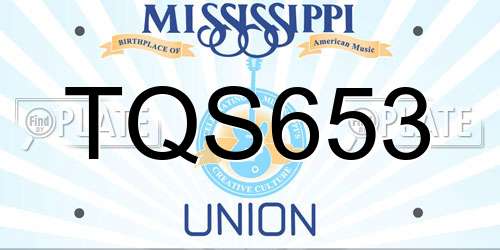 TQS653 Mississippi License Plate