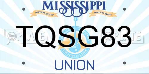 TQSG83 Mississippi License Plate