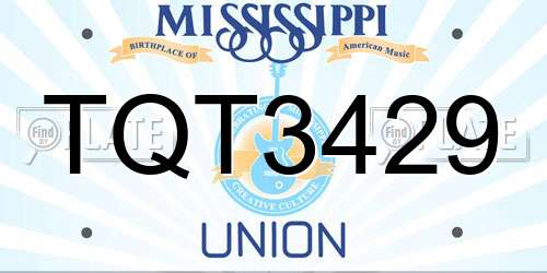 TQT3429 Mississippi License Plate