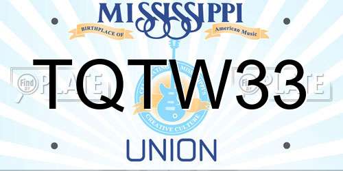 TQTW33 Mississippi License Plate