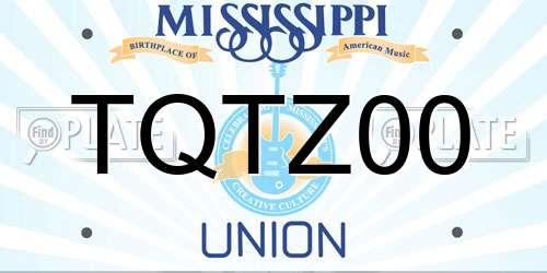 TQTZ00 Mississippi License Plate