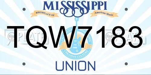 TQW7183 Mississippi License Plate
