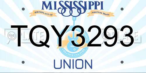 TQY3293 Mississippi License Plate