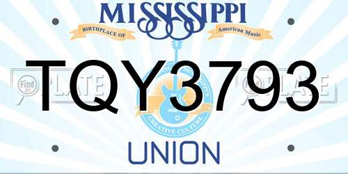 TQY3793 Mississippi License Plate