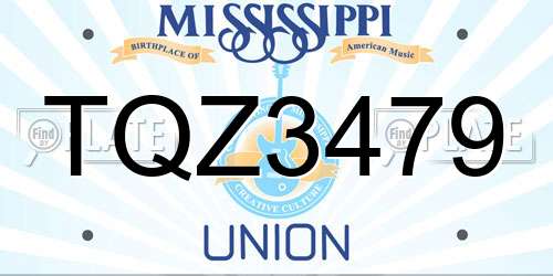 TQZ3479 Mississippi License Plate