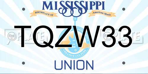 TQZW33 Mississippi License Plate