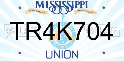 TR4K704 Mississippi License Plate