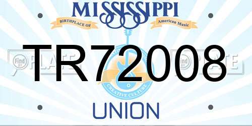 TR72008 Mississippi License Plate