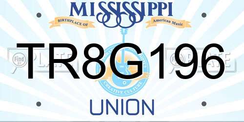 TR8G196 Mississippi License Plate