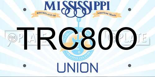TRC80O Mississippi License Plate