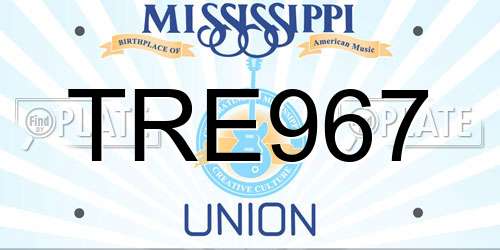 TRE967 Mississippi License Plate