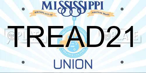 TREAD21 Mississippi License Plate
