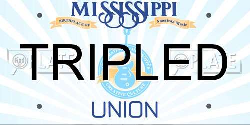 TRIPLED Mississippi License Plate