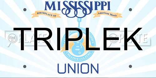 TRIPLEK Mississippi License Plate