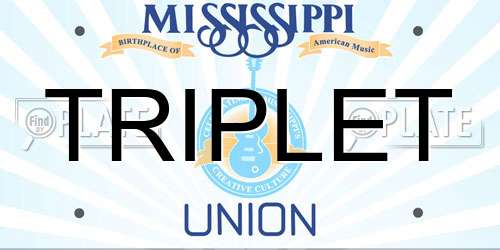 TRIPLET Mississippi License Plate