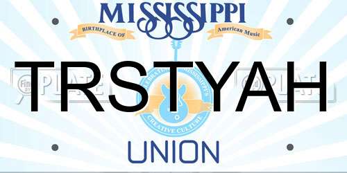 TRSTYAH Mississippi License Plate