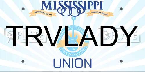 TRVLADY Mississippi License Plate