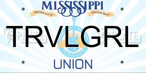 TRVLGRL Mississippi License Plate