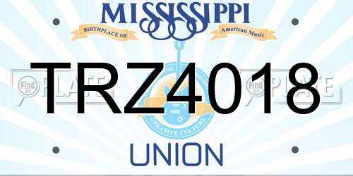 TRZ4018 Mississippi License Plate