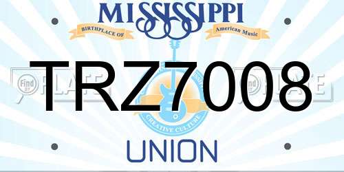 TRZ7008 Mississippi License Plate