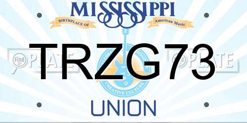 TRZG73 Mississippi License Plate