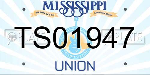 TS01947 Mississippi License Plate