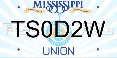 TS0D2W Mississippi License Plate