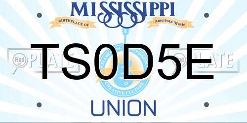 TS0D5E Mississippi License Plate