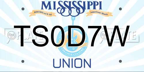 TS0D7W Mississippi License Plate