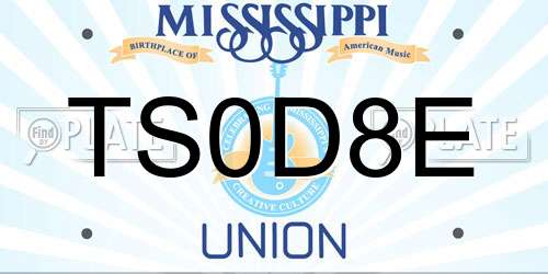 TS0D8E Mississippi License Plate